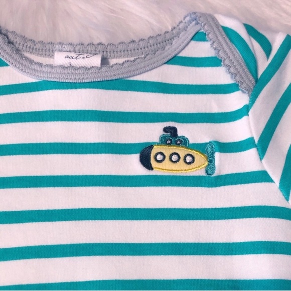 Starting Out Submarine Embroidered Striped Baby Gown - Picture 3 of 7